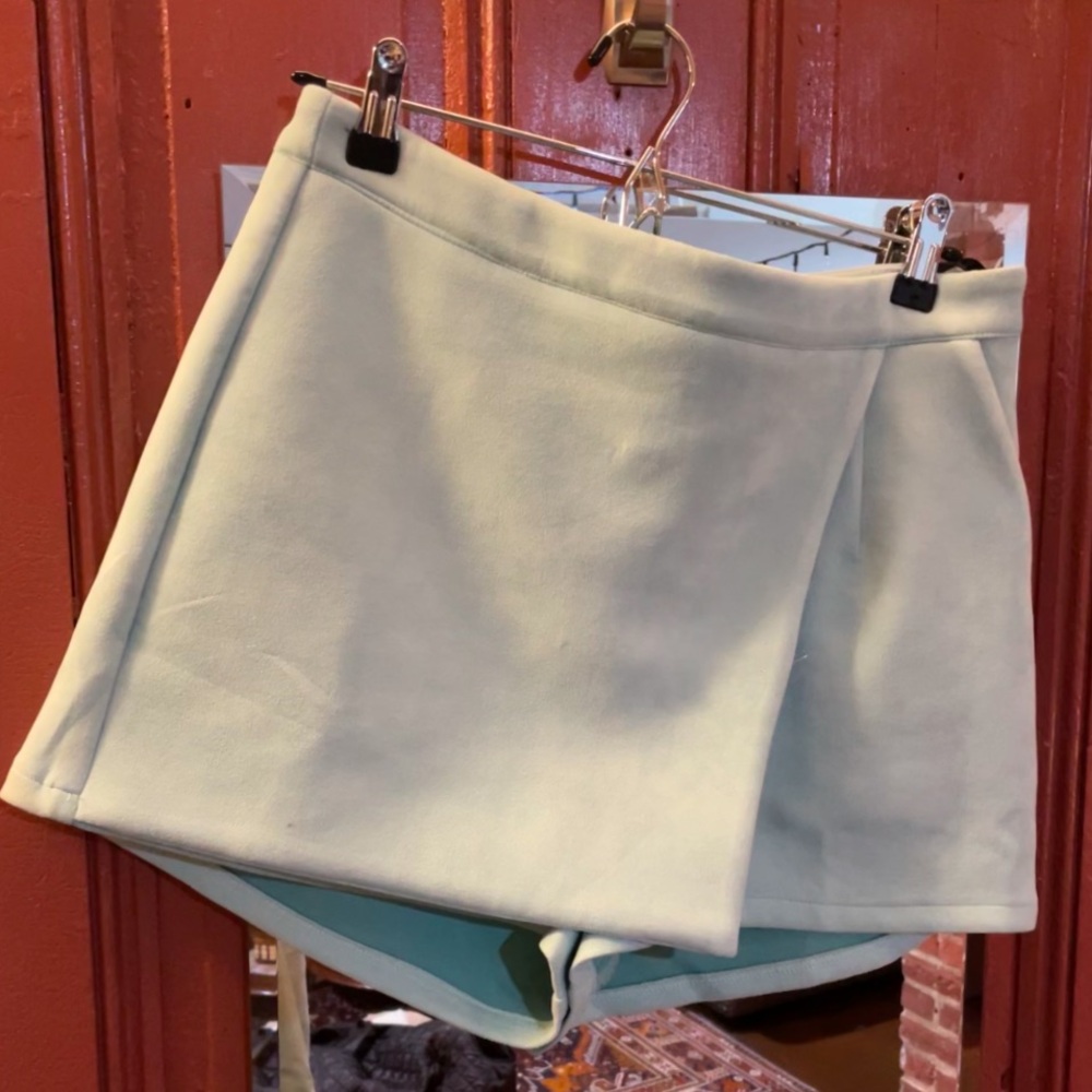 Light Blue Velvet Skort